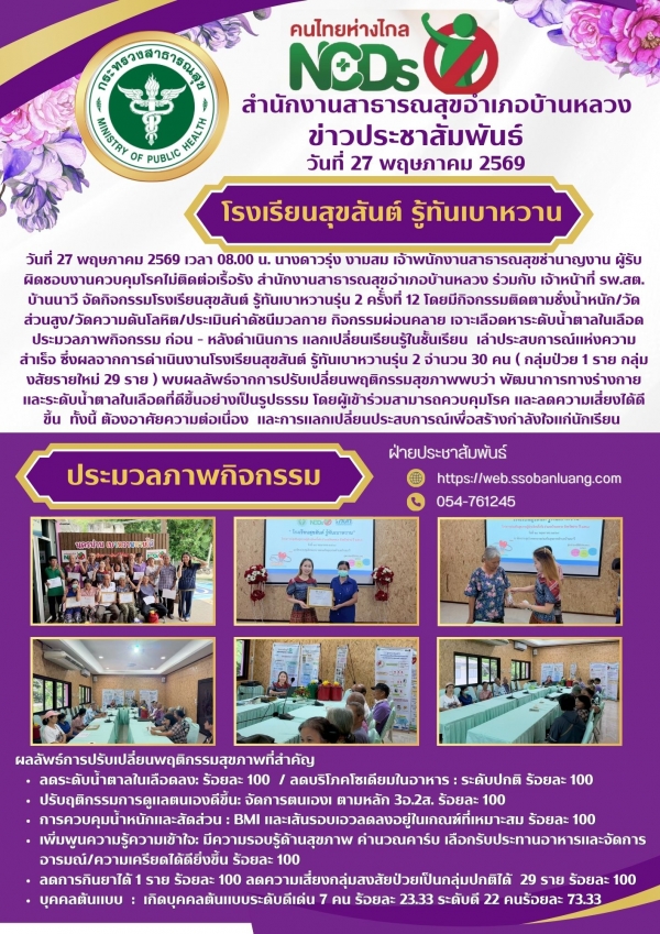 รร.สุขสันต์ รู้ทันเบาหวาน